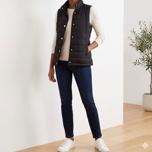 Michaels Black Quilted Puffer Vest with Gold Button Accents